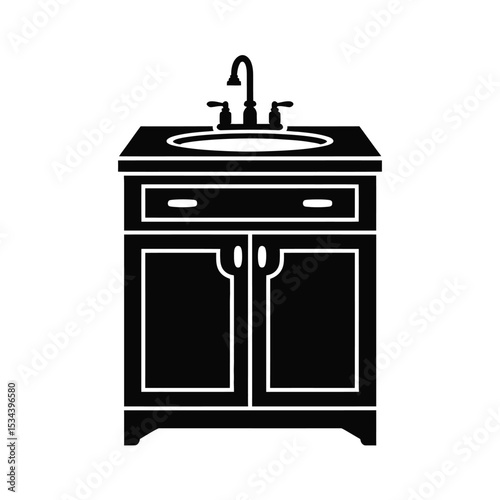 Simple black silhouette bathroom vanity icon