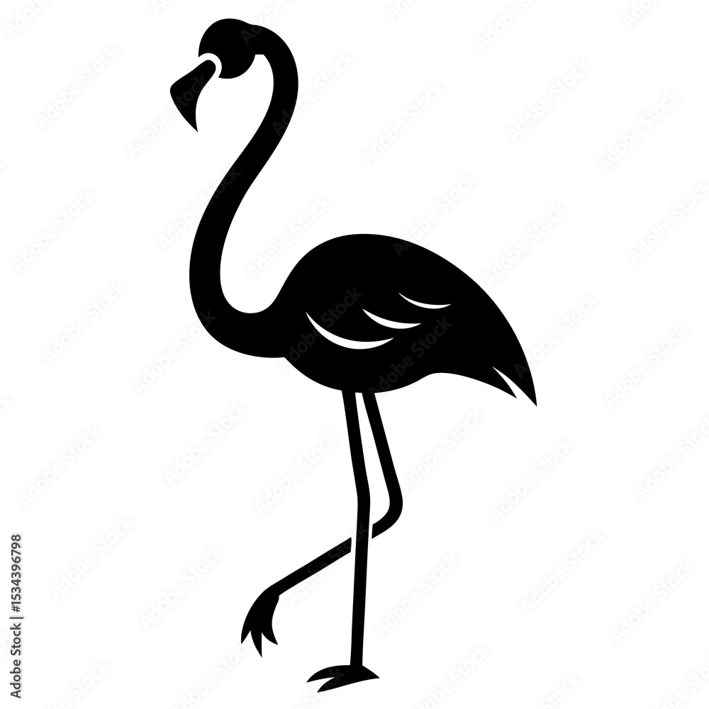 Obraz premium Flamingo Silhouette Icon with One Leg Up Vector