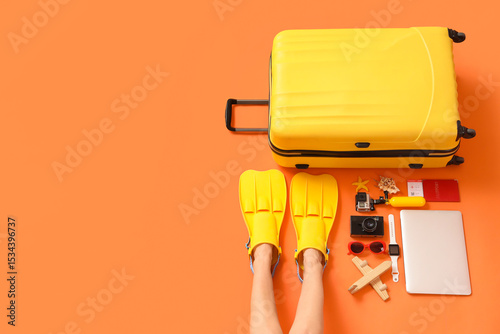Female legs in flippers wit...