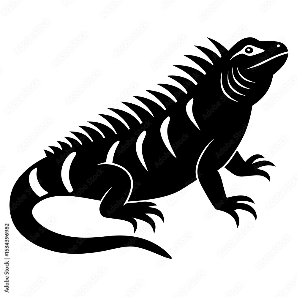 Fototapeta premium Iguana Silhouette Jungle Reptile Style Icon Vector