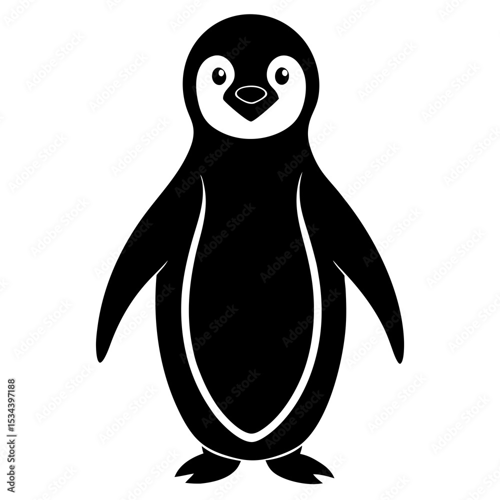 Fototapeta premium Penguin Standing Silhouette Cute Bird Clipart Vector