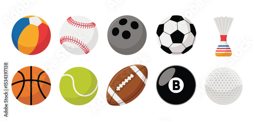 Collection of colorful cartoon sport balls