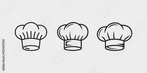 Three line art chef hats culinary icons