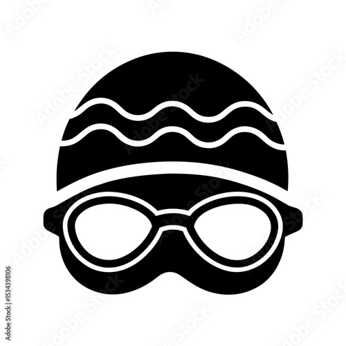  Swimming Goggles with Cap Silhouette Icon