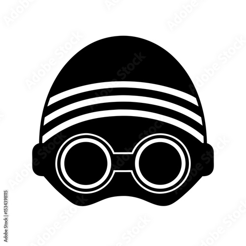  Swimming Goggles with Cap Silhouette Icon
