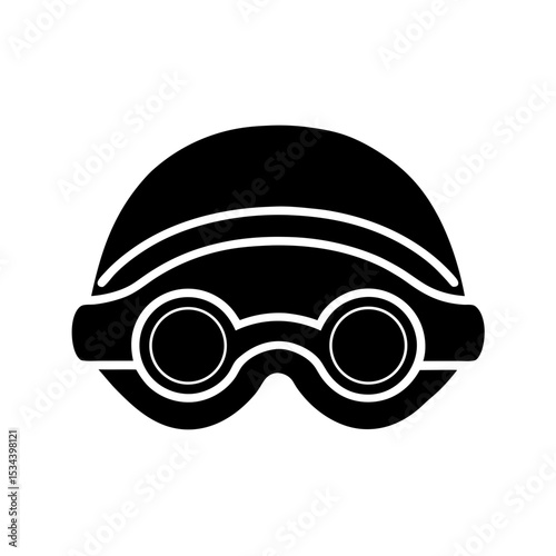 Swimming Goggles with Cap Silhouette Icon