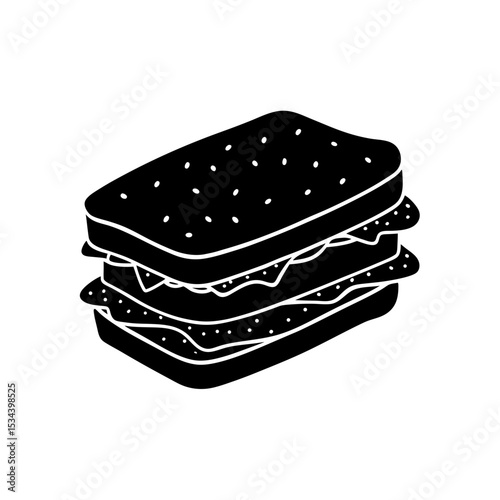 Delectable Triple Layer Sandwich Featuring Sesame Seed Bread and Fresh Ingredients A Culinary Delight Ready to Enjoy