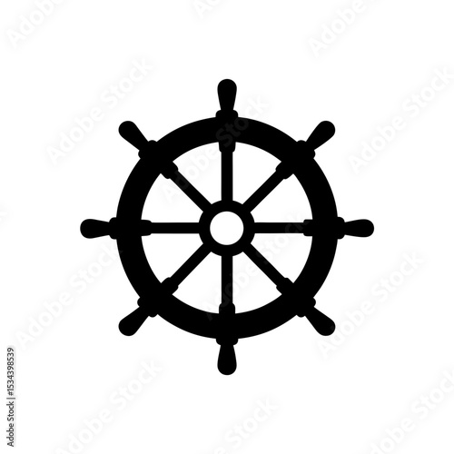 Timeless Nautical Icon A Classic Ship Wheel Symbolizing Navigation and Adventure on the High Seas Its Iconic Silhouette