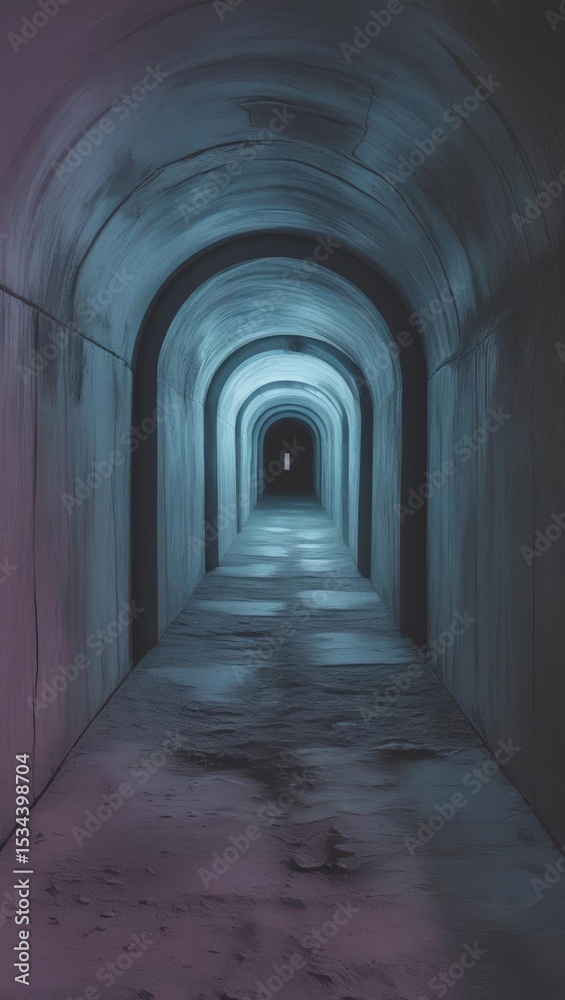 Obraz premium Time never turn back, A surreal collage depicting a tunnel where each forward step erases the past behind.