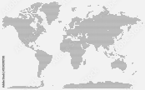 Horizontal dotted map design featuring topographic outlines of all global continents
