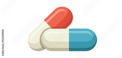 Two colorful capsules medical illustration