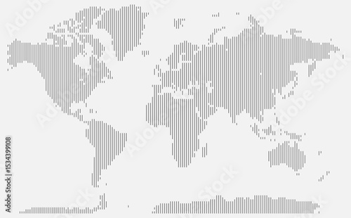 Abstract planet vector world atlas Earth represented in a modern vertical line shape mosaic format