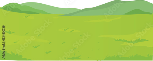 yellow hillside field, flat cartoon landscape vector for outdoor nature, background, park, or illustration design