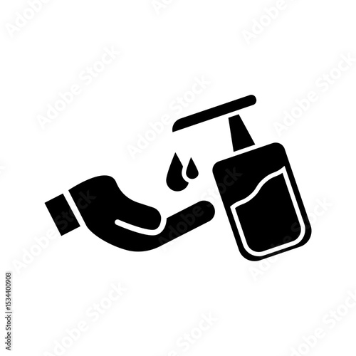 Washing hand with sanitizer liquid soap vector line icon. eps 10
