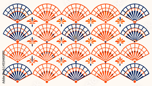 Seamless Art Deco Fan Pattern in Beige and Maroon – Vintage Repeating Motif