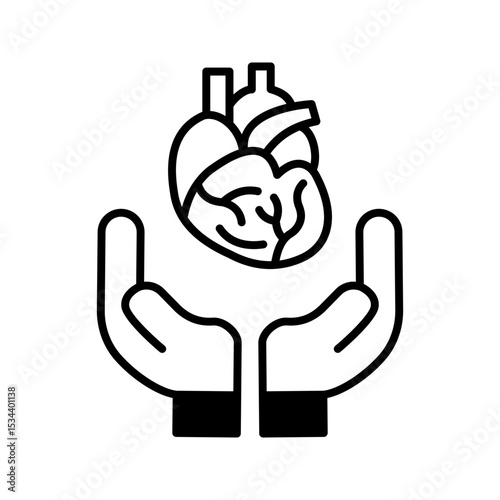 Organ donation linear icon. Living, deceased body parts offer. Tissues transplantation. vector illustration on white background
