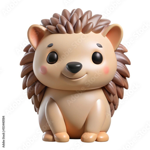 3d cute hedgehog cartoon character isolated on white background