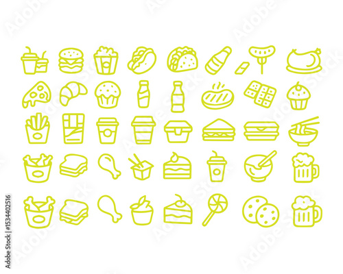 Fast food icon set