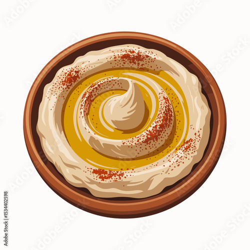 Traditional Hummus Bowl with Olive Oil and Paprika