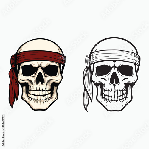 Human Skull and Bones Silhouettes Vector
