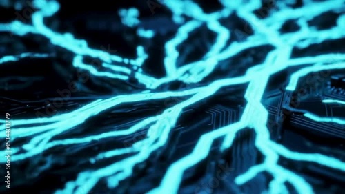 Abstract blue background with futuristic digital tech pattern, illustrating data flow and communication
