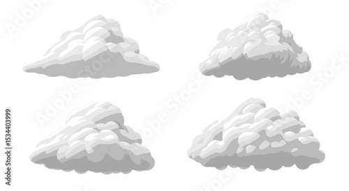 A Collection of Fluffy Clouds in Various Shapes Floating Peacefully in the Sky