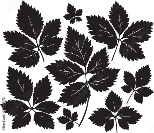 seamless background with leaves black vector silhouette