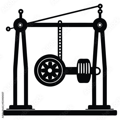 Vintage Mechanical Engineering Diagram Gears, Levers, and Pulleys