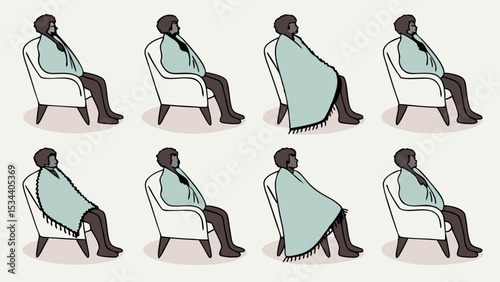 Man sitting in chair with cozy blanket. Different ways to use a throw for comfort, warmth, and relaxation at home.