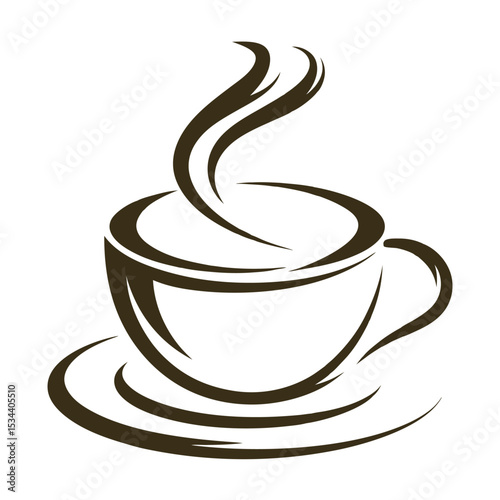 Minimalist Coffee Cup Logo Vector Abstract Brown Coffee Icon Design.