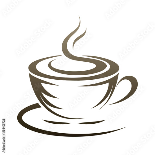 Minimalist Coffee Cup Logo Vector Abstract Brown Coffee Icon Design.