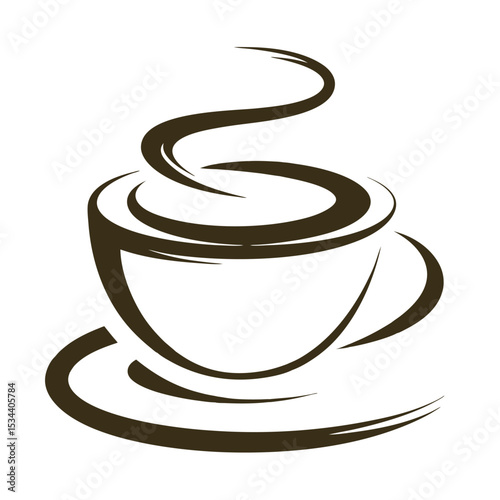 Minimalist Coffee Cup Logo Vector Abstract Brown Coffee Icon Design.