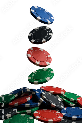 Colorful Casino Chips Falling – Gambling and Poker Concept Image