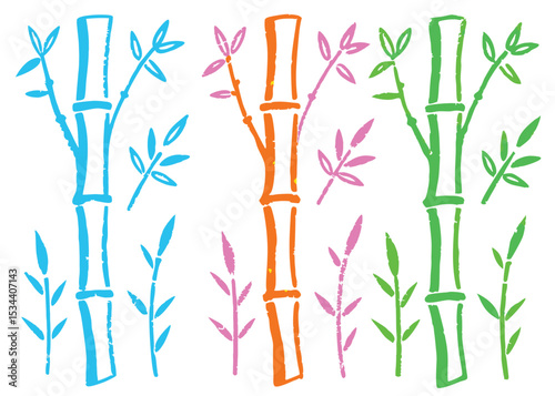 Vector bamboo illustration featuring natural green leaves and branches, perfect for a serene Japanese or Chinese-inspired nature design