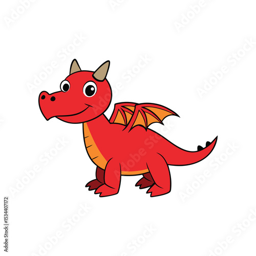 Cute cartoon dragon vector art illustration
