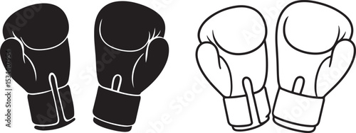 Boxing Gloves Icon Vector | Black & White Sports Equipment  Clipart