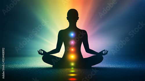silhouette of a woman meditating