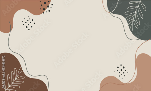 Elegant abstract vector illustration with natural elements and earthy tones, includes free space for promotional content