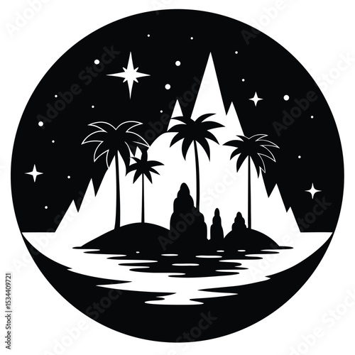 Celestial Island Dreamscape Tropical Paradise Under the Stars