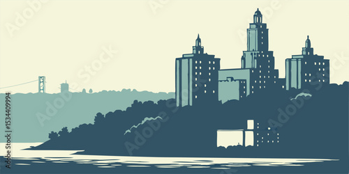 Silhouette of Yonkers Featuring City Apartments and Waterfront Views