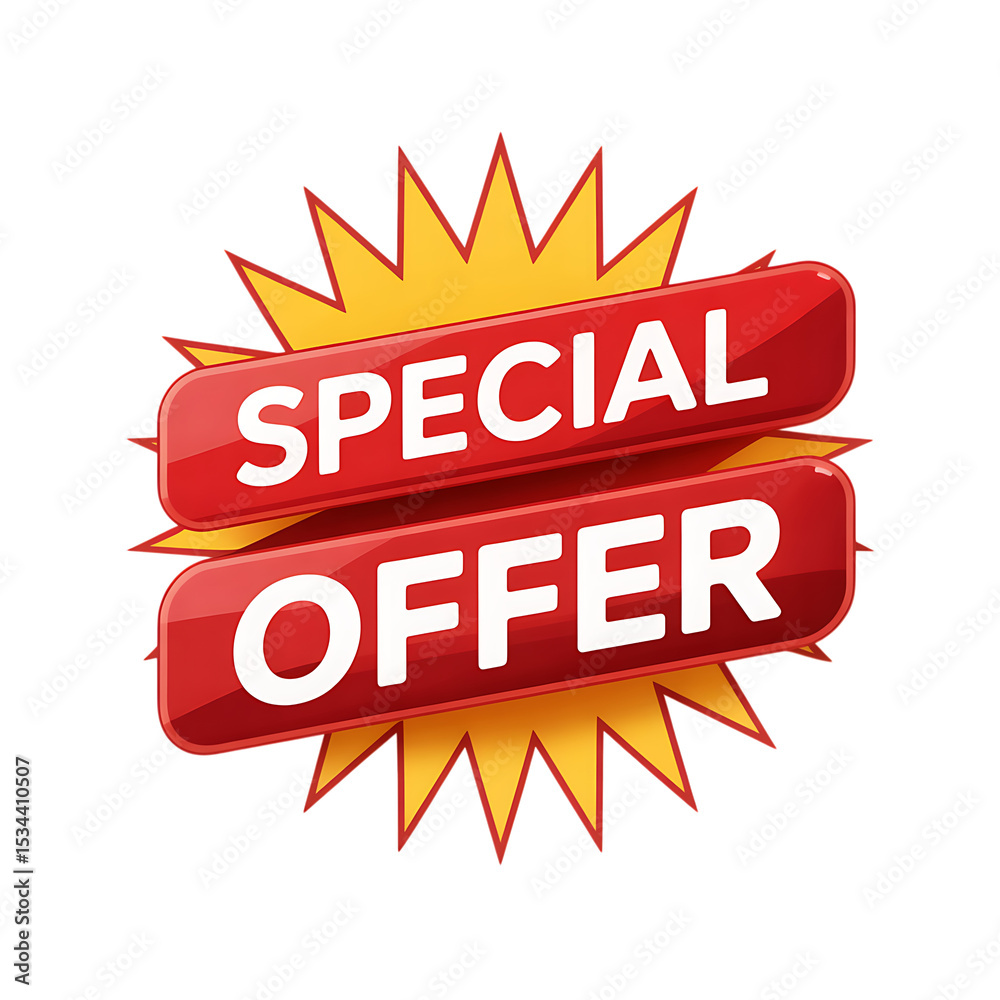 Fototapeta premium Special offer red and yellow badge isolated on transparent background