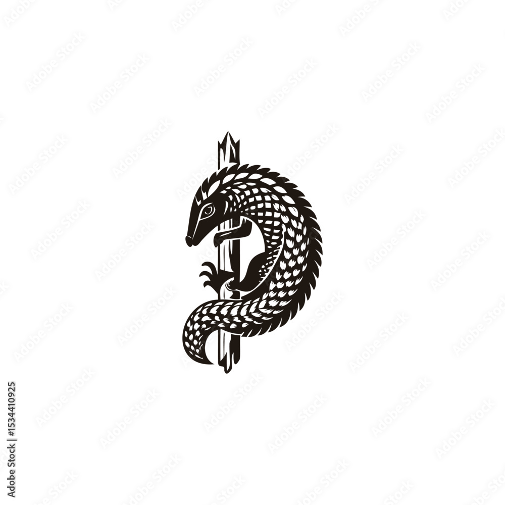 Obraz premium Pangolin Logo. Modern, Protective Animal Symbol for Eco, Tech, or Wildlife Brands
