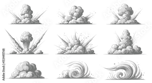 A Collection of Explosions and Smoke Puffs for Graphic Design and Illustration