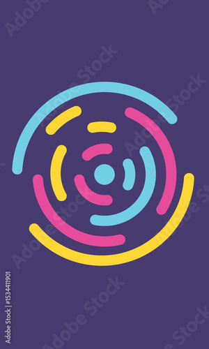Op art vector design Illusion of a circle frame. Abstract striped textured background. Vector art optical illusion wavy line pattern. Background Line stripe modern colorful lights spiral circle.