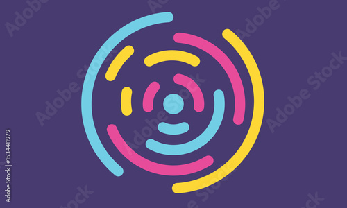 Op art vector design Illusion of a circle frame. Abstract striped textured background. Vector art optical illusion wavy line pattern. Background Line stripe modern colorful lights spiral circle.