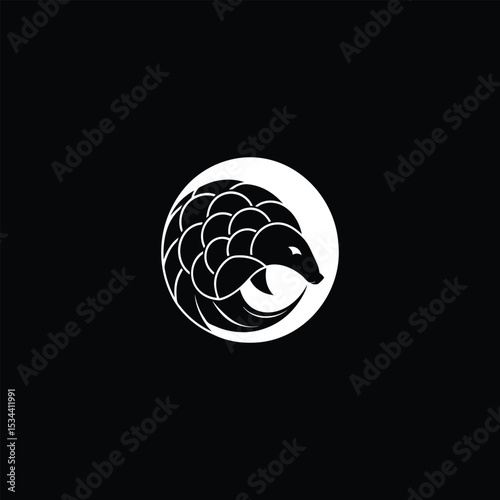 Pangolin Logo. Symbol of Protection and Nature Preservation in a Modern Minimalist Style.