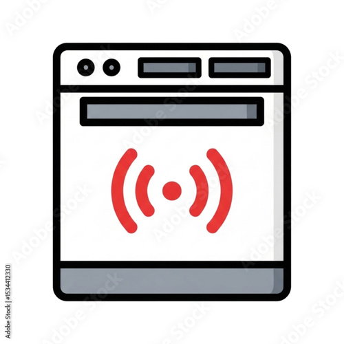 Oven showing an alert symbol, symbolizing malfunction or overheating.
