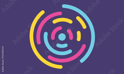Op art vector design Illusion of a circle frame. Abstract striped textured background. Vector art optical illusion wavy line pattern. Background Line stripe modern colorful lights spiral circle.