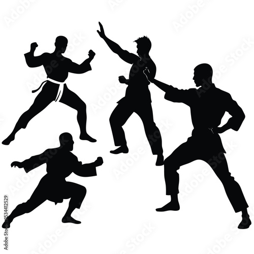 Martial Arts Silhouettes Powerful Poses of Karate, Kung Fu, and Taekwondo