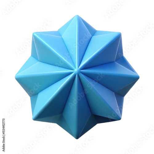 3d blue geometric shape isolated on white background
